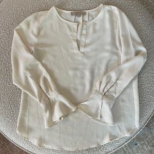 LOFT | Petite White Ruffle Blouse